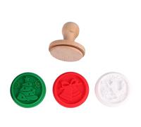 ibasenice Tampon à Biscuits Noël en Silicone Manche en Bois | Set de Cuisson, Motif Festif, Bois et Silicone, pour Biscuits Décorés, Usage la Cuisine Couleur Aléatoire