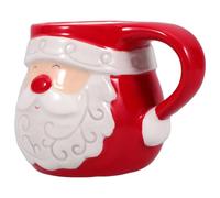 ibasenice Tasse de Noël en Céramique Rouge de Père Noël Vintage Grosse Capacité Festive pour Fête ou Bureau, Jolie Tasse à Thé Originale et Décorative