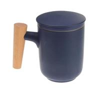 ibasenice Tasse en Céramique Infuseur à Thé Étanche Bleu, Grosse Capacité, Style Délicat, Bureau et Transport un Paquet à Main