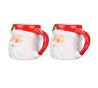 ibasenice Tasses en Céramique Design Père Noël Créatif Rouge Lot de 2 à Thème Noël Décoration Festive et Chaleureuse pour Café ou Boutique de Desserts