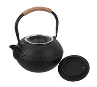ibasenice Théière en Fonte Japonaise Tetsubin 1200ml Noire avec Infuseur en Acier Inoxydable et Couvercle, pour Infusion du Thé et Décoration de Table