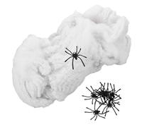 ibasenice Toile D'araignée Blanche avec Fausses Araignées en Coton Halloween Décoration Extérieure Réutilisable Installation Facile et Design Réaliste pour Maison Hantée