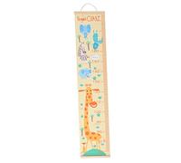 ibasenice Toise Murale Facile à Déplacer en Bois et Toile D'huile Jaune Motif Girafe Règle de Hauteur Suspendue Style Nordique pour Chambre D'garçon et Filles