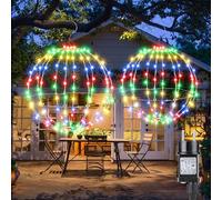 iBaycon Lumières de Noël d'Extérieur Boules Multicolores 33cm+28cm,Lot De 2 | Suspendues Boules Avec Perles Clignotantes,Alimentation Secteur Minuteur,Guirlande Lumineuse Décorative de Noël Fêtes Jardin