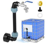 IBC Col de cygne 3/4" Adaptateur IBC pour réservoir d'eau de pluie de 1000 l Robinet d'arrêt avec tube d'extension de 25 cm IBC Accessoires pour réservoir d'eau