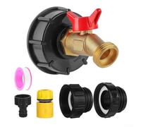 IBC Kit d'adaptateur de réservoir fourre-tout avec vanne d'arrêt en laiton, connecteurs filetés de 3 tailles (6,2 cm/5,1 cm fins et gros) pour conteneurs de 275 à 330 gallons, raccord de tuyau