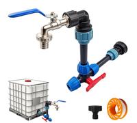 IBC Réservoir col de cygne, accessoire de réservoir IBC col de cygne 3/4", robinet d'écoulement 2 en 1, adaptateur IBC, robinet IBC pour réservoir d'eau de pluie de 1000 l, robinet sphérique pour