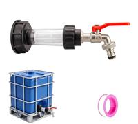 IBC Réservoir col de cygne, accessoire de réservoir IBC col de cygne 3/4", robinet d'écoulement 2 en 1, adaptateur IBC, robinet IBC pour réservoir d'eau de pluie de 1000 l, robinet sphérique pour