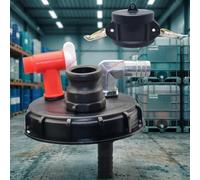 IBC Tonne Tank Bouchon en plastique DN150 à double trou facile à remplir et à extraire Design double ouverture Installation sans outil Noir 20 x 20 x 8 cm pour conteneurs industriels standard 1000 L
