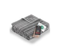 Ibena Malang Plaid douillet, 150 x 200 cm, mélange de coton, doux, chaud et lavable, couverture en laine à rayures grises