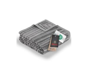 Ibena Malang Plaid douillet, 150 x 200 cm, mélange de coton, doux, chaud et lavable, couverture en laine à rayures grises