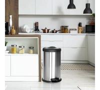 Ibenzoa® 40 L : Poubelle à pédale pour déchets – poubelle hygiénique avec couvercle hermétique, mécanisme de compression, en acier inoxydable, système de fermeture en douceur, bac intérieur (PP) de 62