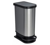 Ibenzoa® 50 L : Poubelle étroite et gain de place avec pédale, couleur carbone métallisé/noir, dimensions 44x29x67 cm, en plastique, avec anneau intérieur et mécanisme métallique, sans BPA, et étanche