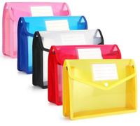 Ibenzoa® A5, ensemble de 5 pochettes de classement – plastique étanche, extensible avec coins réglables, fenêtre transparente et poche pour cartes, fermeture à bouton-pression