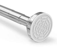 Ibenzoa® Barre télescopique réglable en argent, 120–215 cm, en acier inoxydable – Installation sans perçage avec pieds antidérapants, idéale pour rideaux de douche et penderies