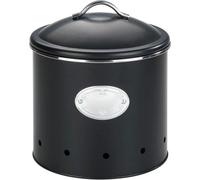 Ibenzoa® Boîte de rangement noire de 4 litres – en métal adapté au contact alimentaire, avec des trous d'aération, couvercle amovible, boîte de rangement rétro de 18,7 x 21 cm, plaque en aluminium per
