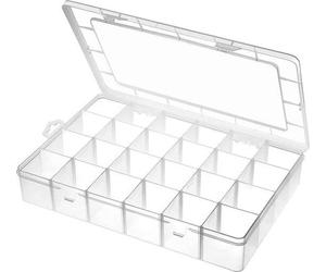 Ibenzoa® Boîte de rangement transparente en PP de grande taille, dimensions 35,5 x 23,6 x 6 cm – 24 compartiments amovibles et réglables pour les petits objets et les accessoires