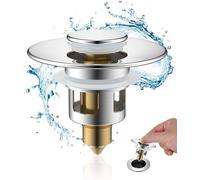 Ibenzoa® : Bouchon universel pour éviers et douches, avec système deà bouton-poussoir, en laiton, réglable de Ø 22 à 46 mm