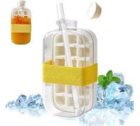Ibenzoa® Bouteille 2-en-1 pour glaçons et boisson, 800 ml – Plastique, bouchon étanche à 360° avec joint en silicone, système de libération des glaçons par simple pression, dimensions : 10 x 8 x 21,7