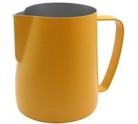 Ibenzoa® Carafe à mousse de lait, 600 ml – Acier inoxydable 304 (environ 1 mm), jaune, pour café et latte, diamètre supérieur 7,7 cm / diamètre inférieur 9 cm, hauteur 11,2 cm