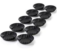 Ibenzoa® Coffret de 10 mini-moules à tartelettes, diamètre 11 cm – Acier au carbone avec double revêtement antiadhésif renforcé céramique, utilisables au four jusqu'à 230 °C, idéales pour les mini-tar