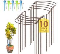 Ibenzoa® : Coffret de 10 supports de plantes en acier massif, finition rouille naturelle – Supports de fleurs semi-circulaires avec 5 piquets d'auto-arrosage par support, idéal pour délimiter les jard