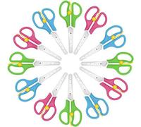 Ibenzoa® : Coffret de 12 ciseaux pour enfants, 12,5 cm – Ciseaux de sécurité colorés avec lames arrondies, poignées en plastique et en acier inoxydable, adaptés aux droitiers et aux gauchers