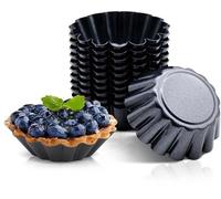 Ibenzoa® : Coffret de 12 mini-moules à gâteau antiadhésives en acier au carbone – Ø 6,5 cm × H 2,2 cm (fond Ø 4,5 cm), réutilisables, compatibles lave-vaisselle, jusqu'à 230 °C