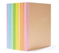 Ibenzoa® : Coffret de 16 carnets A5 lignés | Papier kraft 80 g, 21 x 14 cm – Dos en 8 couleurs pastel (2 de chaque couleur) pour l'école et le bureau