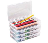 Ibenzoa® : Coffret de 4 boîtes de rangement empilables, transparentes, fabriquées en plastique de haute qualité, sans substances nocives, avec fermeture à cliquet, idéal pour le bureau et l'école