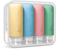 Ibenzoa® : Coffret de 4 flacons de voyage en silicone, sans BPA, de 90 ml. Bouchons à vis étanches, transparents, légers et compacts, idéaux pour le shampooing, les lotions et les produits cosmétiques