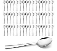 Ibenzoa® : Coffret de 48 cuillères à café en acier inoxydable, longueur 13,5 cm, finition polie haute brillance, manche carré – cuillères à dessert et pour un usage quotidien, lavables au lave-vaissel