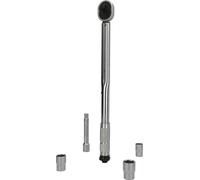 Ibenzoa® : Coffret de 5 clés dynamométriques, plage de couple 28–200 Nm, cliquet à levier 40–200 Nm, carré de 12,5 mm avec système de sécurité à bille, clés de 17/19/21 mm, rallonge, coffret
