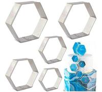 Ibenzoa® : Coffret de 5 emporte-pièces hexagonaux en acier inoxydable – Idéal pour les biscuits, les décorations en fondant et autres décorations de pâtisserie, pour la cuisson et la décoration