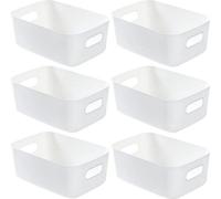 Ibenzoa® : Coffret de 6 boîtes de rangement blanches multifonctionnelles avec poignées – 25 x 17 x 10 cm, en PP, empilables, idéales pour la cuisine, la salle de bain et le placard