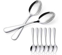 Ibenzoa® - Coffret de 6 cuillères à soupe en acier inoxydable, 20 x 4,5 cm, argenté – Effet miroir brillant, résistant à la rouille et à la corrosion, lavable au lave-vaisselle