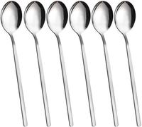 Ibenzoa® - Coffret de 6 cuillères à soupe longues, 21,6 cm - Acier inoxydable (304), manche ergonomique, finition brillante, argenté, environ 53 g par pièce