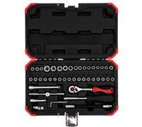 Ibenzoa® : Coffret d'outils de 46 pièces comprenant un cliquet à double denture, un adaptateur de bits et une rallonge de 3/4 de pouce. Coffret compact en plastique rouge, dimensions 180 x 52 mm, poid