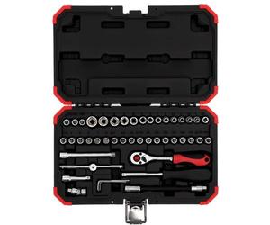 Ibenzoa® : Coffret d'outils de 46 pièces comprenant un cliquet à double denture, un adaptateur de bits et une rallonge de 3/4 de pouce. Coffret compact en plastique rouge, dimensions 180 x 52 mm, poid
