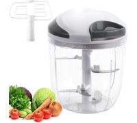 Ibenzoa® : Coupe-légumes manuel pour oignons et légumes, 900 ml – 5 lames en acier inoxydable, boîtier en ABS, cordelette en nylon, accessoire mixeur amovible, pieds antidérapants