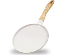 Ibenzoa® Crêpière professionnelle de 24 cm – Revêtement antiadhésif en granit, couleur beige, fonte pleine avec fond en acier inoxydable, compatible avec les plaques à induction, poignée ergonomique