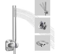 Ibenzoa® : Douche manuelle économisatrice d'eau – Pommeau de douche en laiton massif avec système d'injection d'air, buses en silicone, tuyau de 1,5 m, support réglable, raccordement 1/2×1/2 pouce