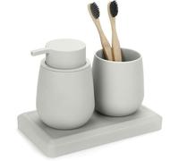 Ibenzoa® : élégant ensemble de rangement pour salle de bains avec distributeur et gobelet, en beige
