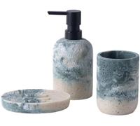 Ibenzoa® : élégant ensemble de salle de bain gris comprenant un distributeur de savon, un porte-savon et un porte-brosse