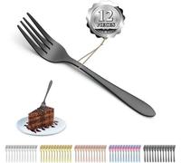 Ibenzoa® : ensemble de 12 fourchettes à dessert noires en acier inoxydable de qualité alimentaire, 14 cm – élégantes et lavables au lave-vaisselle, idéales pour les mariages, les réceptions et l'usage