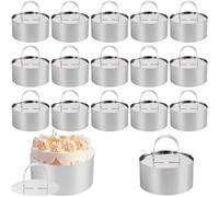 Ibenzoa® : Ensemble de 14 moules ronds pour pâtisserie, diamètre 8 cm, hauteur 4 cm (7,8 cm avec couvercle), en acier inoxydable – adaptés au contact alimentaire, résistants à la corrosion, et lavable