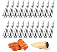 Ibenzoa® – Ensemble de 20 moules pour cannoli – Moules en acier inoxydable en forme de cône, résistants à la rouille et adaptés au lave-vaisselle, dimensions : 12 x 3 x 3 cm, pour cannoli et croissant