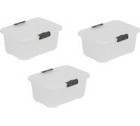 Ibenzoa® - Ensemble de 3 boîtes de rangement transparentes de 3,6 L – 26,5 x 19 x 13,2 cm, en PP sans BPA, avec intérieur velouté, empilables et dotées d'un fermoir