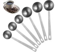 Ibenzoa® : ensemble de 6 cuillères-mesures en acier inoxydable – graduation précise en ml/oz, poignées ergonomiques et anneau de rangement, idéal pour la cuisine et les boissons