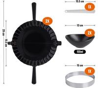 Ibenzoa® : Ensemble de 7 pièces pour empanadas et pâtes, comprenant : 2 moules en plastique de 15,5 cm de diamètre, 2 bols en céramique pour sauces de 120 ml, un emporte-pièce en acier inoxydable de 1